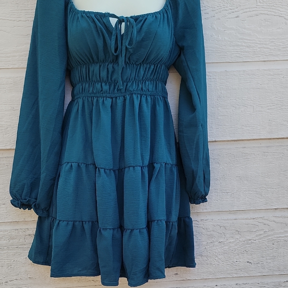 Liberty Love Teal Long Sleeve Dress Size S - Picture 5 of 13